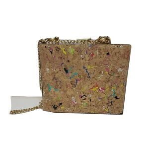 Street Level Cork Crossbody Clutch Gold Accents Multicolor Flecks